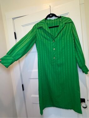 Vintage Green Striped Midi Dress